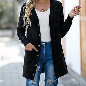 Suéter Cárdigan de Textura Suave y Comodidad Diaria con Calidez Ligera y Ajuste Relajado - Product Image 2