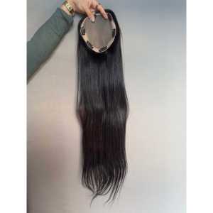 Topper de cheveux indien de qualité supérieure, toupet pour hommes et femmes, fait à la main avec des cheveux indiens naturels, facile à porter et à entretenir - Product Image 2