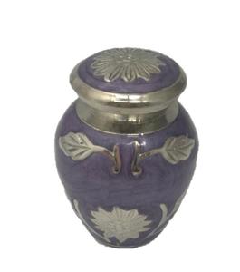 Urne souvenir lavande en laiton massif urne funéraire urne funéraire cendres avec sac-petit - Product Image 1