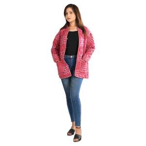 Saree en soie vintage fait à la main pure crêpe de soie femmes veste matelassée manteaux chauds d'hiver - Product Image 4