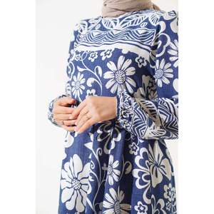 Vestido Tobillero Elástico Estampado Floral Índigo - Product Image 4