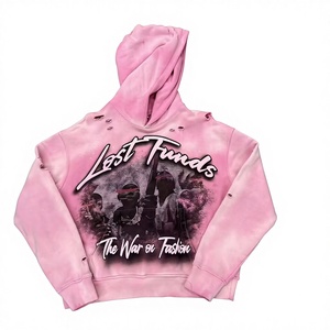 <b>Men's</b> <b>Pink</b> Tie Dye Hoodie Distressed Letter Print Hip Hop Pullover <b>Sweatshirt</b> Acid Wash Hoodies - Product Image 1