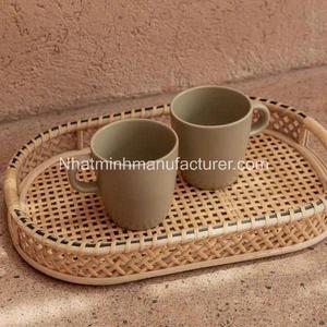 Bandeja de servicio de ratán ecológica sostenible, bandeja de mesa decorativa hecha a mano al por mayor, duradera, ligera, Vietnam - Product Image 2