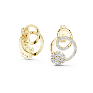 ต่างหูเพชรทรงหยดน้ำทรงกลมสีโรสโกลด์ 14K สำหรับผู้หญิง |   ชุดทำงาน |   เพชรที่เพาะเลี้ยงใหม่ - Product Image 2