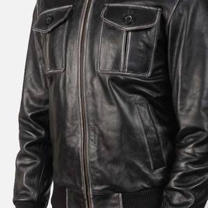 Blouson en cuir OEM pour homme 2026 – Veste d'extérieur personnalisée en cuir véritable de qualité supérieure, style classique vintage, à capuche, col montant, streetwear tendance, vente en gros - Product Image 6