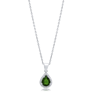Baguette Cut Emerald CZ Pierres Poire Forme Argent Charme Collier Turc À La Main En Gros 925 Bijoux En Argent Sterling - Product Image 1