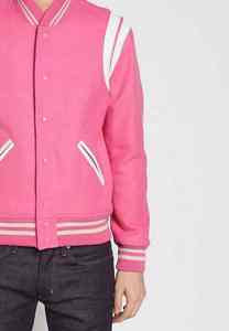 Veste universitaire à logo personnalisé, manches en cuir, broderie, couleur rose, veste pour homme de baseball universitaire, veste Varisty de Letterman - Product Image 2