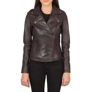 Chaqueta de Cuero Genuino para Mujer, Estilo Motociclista, Ajustada, de Piel de Oveja Real, con Cremallera y Bolsillos, Moda 2026 - Product Image 1