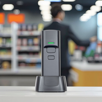 Mini scanner de codes-barres 2D portable, lecteur QR sans fil Bluetooth 2.4G avec base de charge, scanner de poche pour l'inventaire