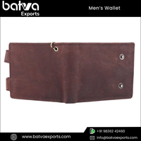 Dompet Kulit Asli Lipat Dua Desain Modern Stylish untuk Pria, Lapisan Katun, Vintage, Pendek, RFID, Siap Bepergian, Logo Custom