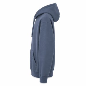 Sweat à capuche bleu ardoise coupe droite personnalisable avec logo, épaules tombantes, en molleton de coton épais, style streetwear avec poche pour homme - Product Image 5