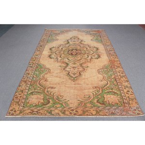 Turkish 5.4x8.7 ft Rug, Vintage Rug, <b>Brown</b> Southwestern <b>Wool</b> Rug - Product Image 1