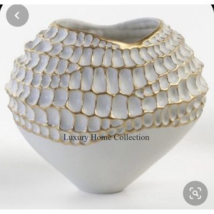 Florero de forma redonda de Metal texturizado único Chapado en Color dorado con macetas decorativas de Metal pulido con espejo y mesa de jarrón - Product Image 4