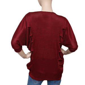 เสื้อท่อนบนผู้หญิงแบบมีรอยย่นด้านข้าง - สีแดง - Product Image 3