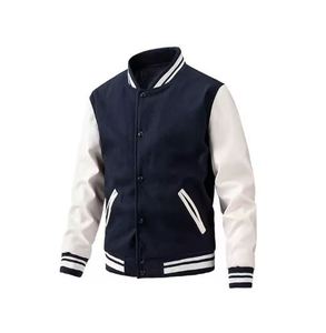 แจ็กเก็ตทีมเบสบอลแขนหนังสำหรับผู้ชายเสื้อแจ็คเก็ตผ้าขนแกะ - Product Image 2