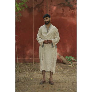 Men's Striped 100% Cotton Kimono <b>Robe</b> Lightweight Long Sleeve Sleepwear Pockets Soft Breathable Spa <b>Beach</b> Resort Cover One Size - Product Image 5