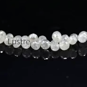 Perles de diamant blanc naturel en forme de briolette 2,4-4 mm, facettées, en forme de goutte d'eau, pour la fabrication de bijoux, vente en gros - Product Image 1