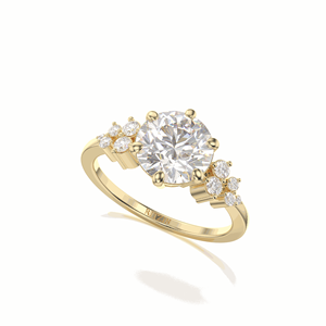 Bague de fiançailles en diamant rond de style fantaisie pour elle - Product Image 1