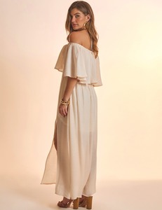 Summer Vibes Rayon Tie-Dye Vestido largo de Playa para mujer para fiesta y ocasión de verano Usar fuera del hombro Vestido largo de pierna alta - Product Image 4