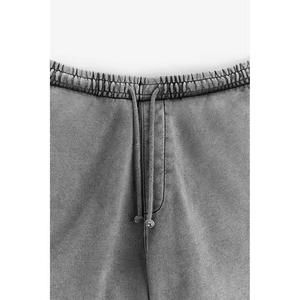 Short de sport de jogging en molleton de coton éponge français uni vintage personnalisé pour hommes, lavage à l'acide, bords bruts, Style baggy uni français - Product Image 6