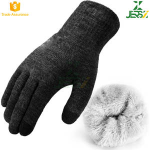 Gants d'hiver durables pour hommes et femmes, doublure en coton acrylique, compatibles avec les écrans tactiles, design tricoté chaud, uni, quatre saisons, extérieur, froid - Product Image 1