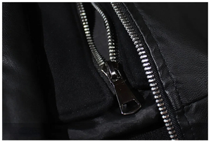 Veste de moto en cuir à capuche pour hommes Manteau rembourré en coton avec col montant et logo sur le devant en toile - Product Image 5