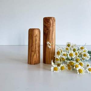 Ensemble de vases en bois d'olivier artisanal pour la décoration de la maison, collection de porte-fleurs en bois minimaliste naturel - Product Image 6