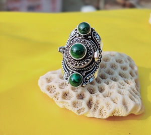 Vente en gros de bague fine classique en argent sterling 925 avec pierre précieuse de malachite pour mariage, fiançailles, anniversaire, cadeau, bijoux - Product Image 1