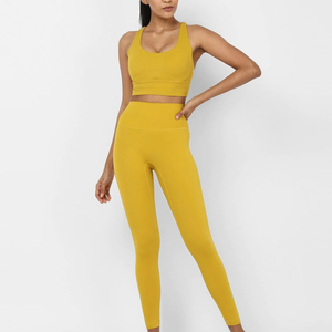 Ensemble de vêtements de yoga sans couture personnalisés Leggings pour femmes Fitness Gym vêtements d'athlétisme serrés à taille haute - Product Image 2