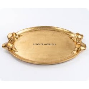 ถาดเสิร์ฟโลหะเคลือบเงาสีเงินพร้อมที่จับสีทองปรับแต่งได้ทุกประเภท - Product Image 5