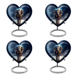 Urne Majestueuse en forme de cœur d'éléphant pour cendres Urne funéraire moderne de grande taille en aluminium décoratif en souvenir de 3 "de 10" pour cendres humaines - Product Image 3