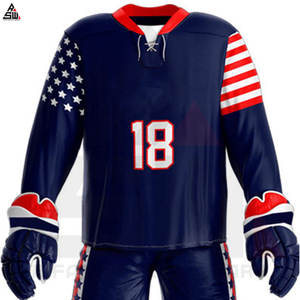 ชุดเครื่องแบบฮ็อกกี้น้ำแข็งโพลีเอสเตอร์แบบสั่งทำ10ชุดผ้าแห้งเร็วแบบไร้รอยต่อชุด100% - Product Image 2