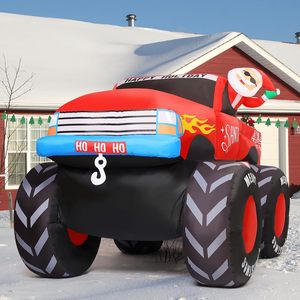 Décorations de Noël gonflables de 7,5 pieds, Père Noël sur camion avec des cadeaux, décorations de Noël gonflables Monster Truck avec lumières LED - Product Image 4