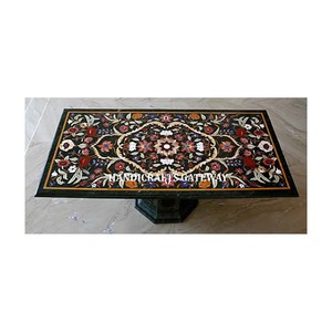 Handmade High Quality Indian Stone <b>Coffee</b> and Tea <b>Table</b> Top Modern Black Marble Inlay Design Perfect Dining Room Furniture <b>Table</b> - Product Image 1