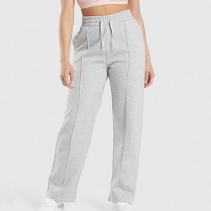 Pantalon de jogging pour femme, confortable, à jambes larges, style streetwear, hiver, devant plat, extensible, fitness, logo personnalisé, taille haute, pantalon de survêtement - Product Image 6