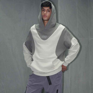 Sweat-shirts d'hiver pour hommes personnalisés OEM, de haute qualité, 100% coton, épaules tombantes, coupe régulière, deux tons, pull à capuche brodé - Product Image 3