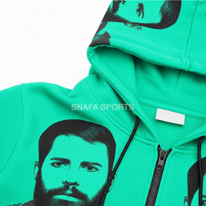 Sudadera con Capucha de Alta Calidad para Hombre, Transpirable, con Estampado Asali, Cierre de Cremallera, Felpa Gruesa, Corte Regular - Product Image 5