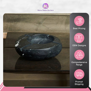 Cenicero de mármol de Color negro y gris de forma redonda para decoración de mesa a un precio excepcional - Product Image 6
