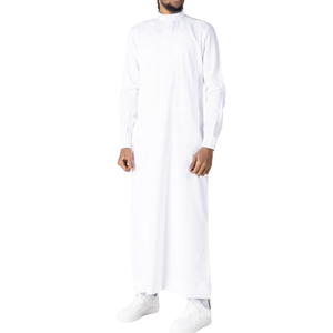 Vente en gros de thobe bleu royal pour hommes, couleur unie, jubba saoudienne, vêtements islamiques, robe longue à manches longues, robe arabe pour hommes, kandura, dishdasha - Product Image 6