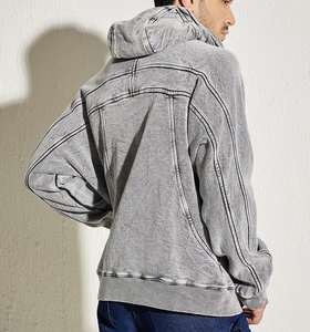 Sweat à capuche surdimensionné à demi-zip personnalisé pour homme - Sweat à capuche personnalisé avec impression gonflée délavée à l'acide avec masque de ski - Product Image 4