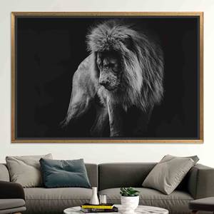 Tableau sur toile imprimé élégant : Photo d'un lion majestueux, TOILE ENCARTÉCHÉE DANS UN CADRE DORÉ - Product Image 1