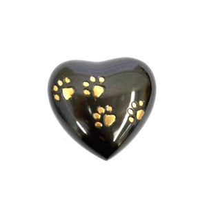 Urne souvenir coeur en laiton or fini avec patte gravée forme de coeur crémation cendres d'animal de compagnie urne fournitures funéraires - Product Image 5