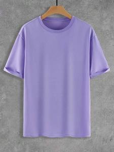 T-shirt à col rond pour homme, couleur unie, design personnalisé, double jersey en coton, 100% coton tricoté, vêtements décontractés - Product Image 5