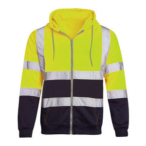 Hi Vis Safety <b>Fleece</b> Zip Hoodie for <b>Men</b> Reflective Sweatshirts Jackets Detachable <b>Hood</b> Cycling Safety Jacket - Product Image 4