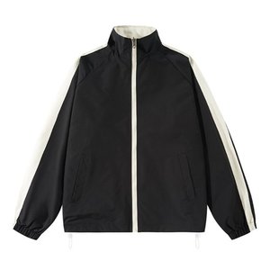 Manteau décontracté pour hommes, couleur unie, manches longues, col montant, veste de sport, vêtements d'extérieur amples et décontractés de grande taille avec poche - Product Image 6