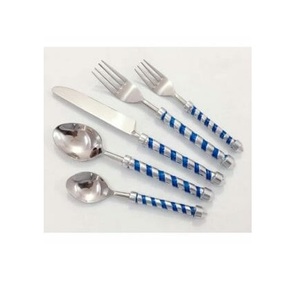 Poignée en résine époxy légère en acier inoxydable, ensemble de couverts en argent sans danger pour les aliments pour la table à manger, vaisselle et couverts - Product Image 1