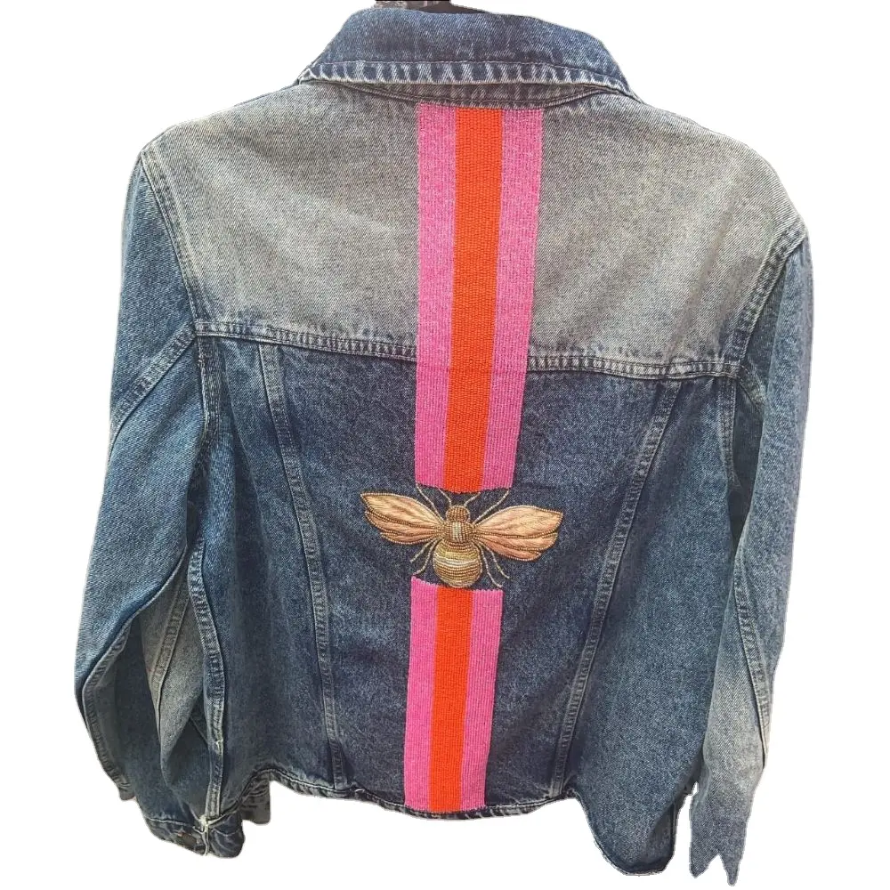Custom Logo Print Casual Streetwear Denim Jacket for Men's and women Available in Different Sizes from India
