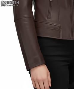 Chaqueta de Mujer de Cuero Genuino para Invierno, con Cremallera, Tejida, de Lona, Personalizable con Logotipo Frontal - Product Image 5