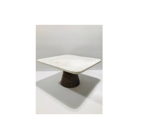 Marble Plate With Wooden Pedestal Cake Plate for Set of 2 Wedding and Home <b>Birthday</b> Decor Cake Display Stand Made in India - Product Image 2