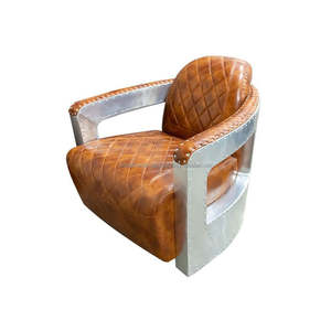 Fauteuil élégant en cuir véritable, design traditionnel, cadre durable et écologique, coussins doux, confort et élégance pour chambre et bureau - Product Image 1